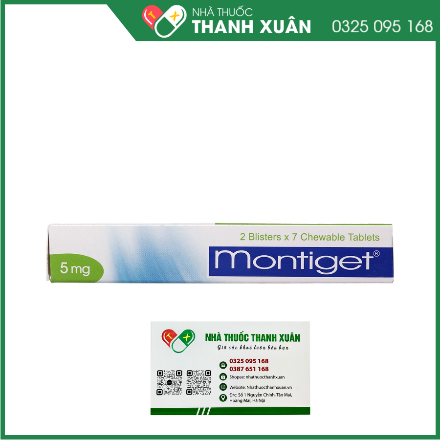 Montiget 5mg phòng và điều trị hen suyễn mạn tính, viêm mũi theo mùa